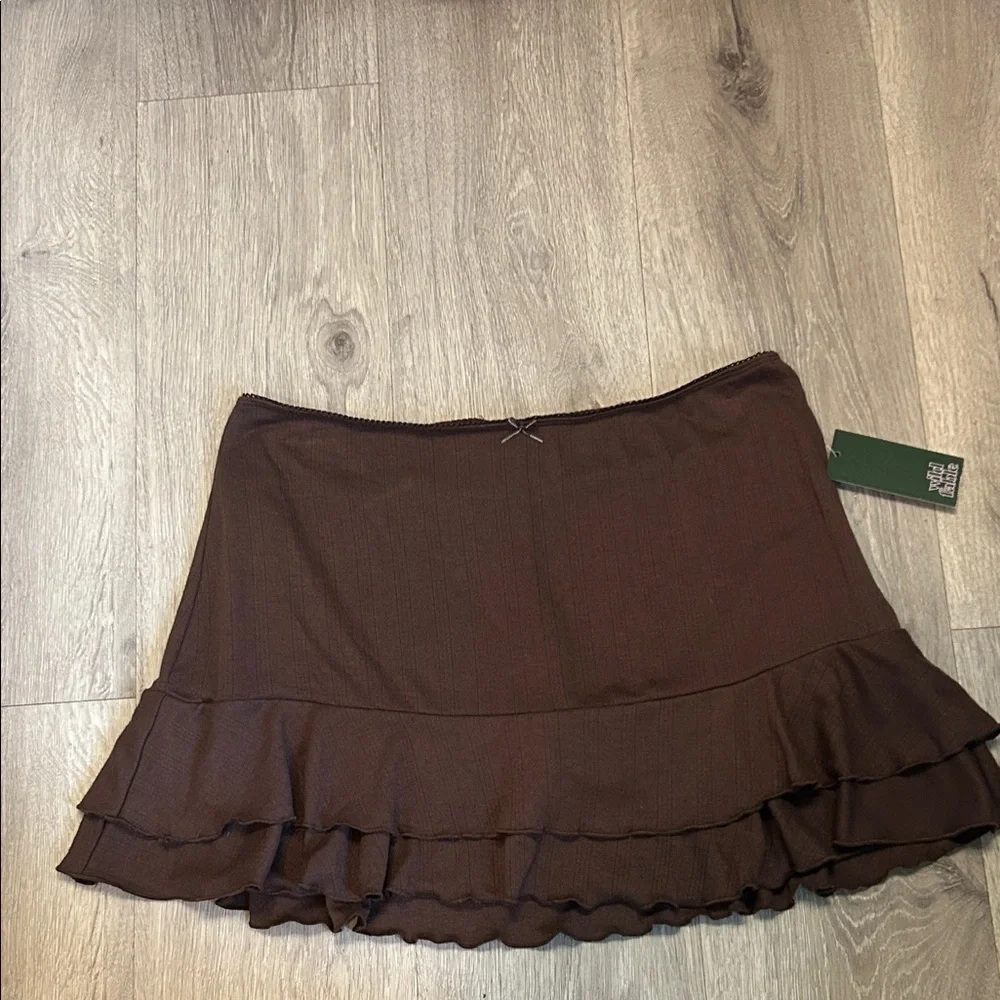 wild fable Chocolate Brown Ruffle Mini Skirt - Picture 2 of 6